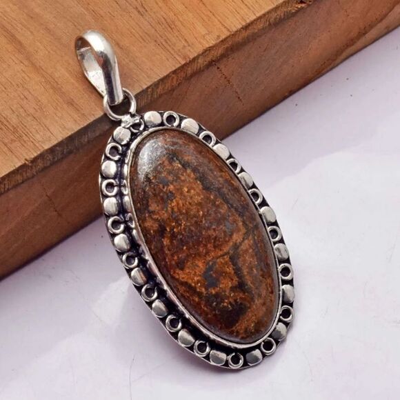 Bronzite Ethnic Handmade Pendant Jewelry 2.48" - Picture 1 of 1